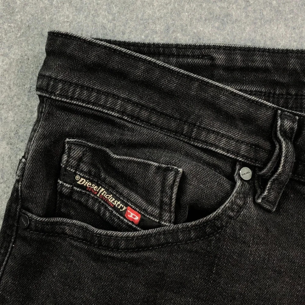 Diesel Thommer Mens Jeans 34x30 (fits 35x29) Black Slim Fit Mid Rise Denim